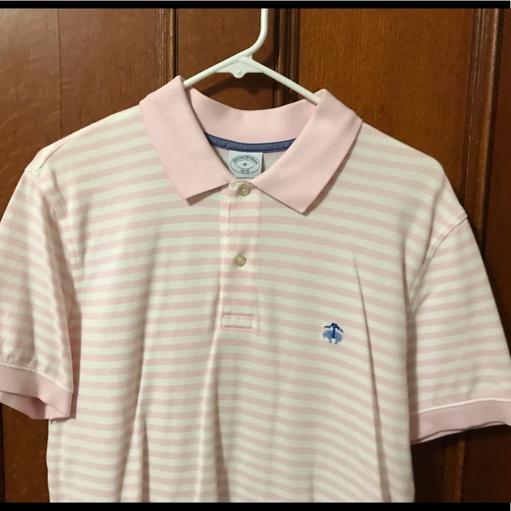 Brooks Brothers pink striped polo shirt